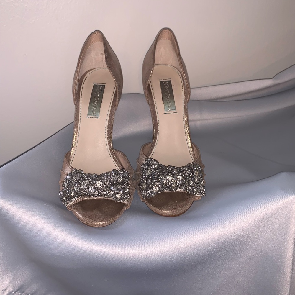Elegant Betsey Johnson Women's Peep-Toe Heels with Embellished Bow 7